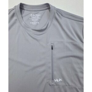 Huk Fishing Shirt Mens XL Zip Pocket Gray Performance Long Sleeve LIMITED USE